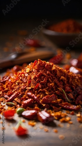 Heap of crushed red pepper flakes