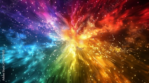 A burst of vibrant colors like a firework display of electrifying hues.