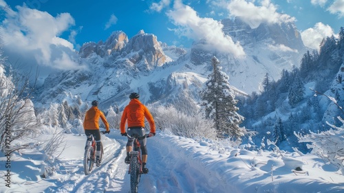 Winter Whispers, Cycling Through Frosty Trails and Snowy Mountain Serenity