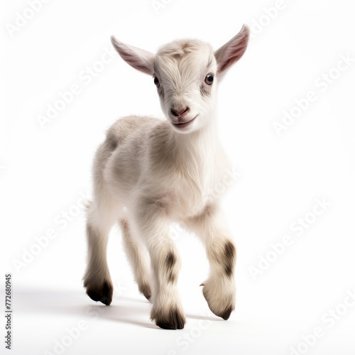 Baby goat on white background