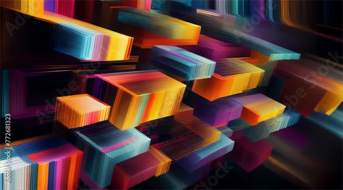 Abstract image of three-dimensional, multicolored digital blocks representing data structures in a virtual space, implying complexity and connectivity.
 photo