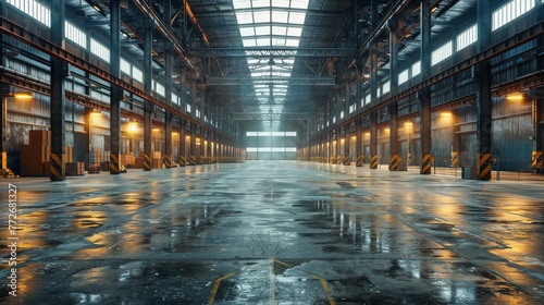 Vast warehouse interior a canvas of industrial modernity