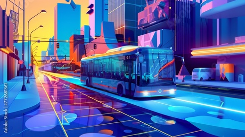 A collage of images featuring solarpowered transportation such as cars and buses emphasizing the potential for sustainable solutions . . photo