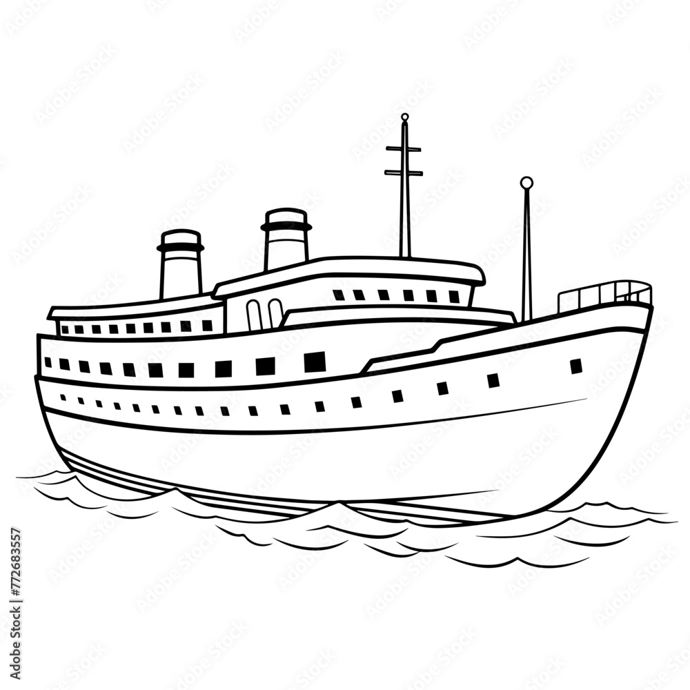 Streamlined vector outline of a boat icon for versatile use.