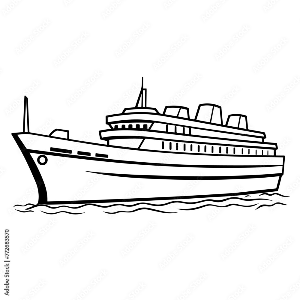 Streamlined vector outline of a boat icon for versatile use.