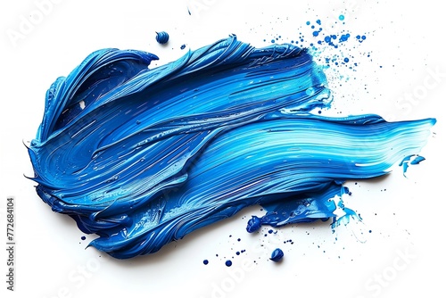 Vivid aquarelle washed, blue water, white brush. Generative Ai