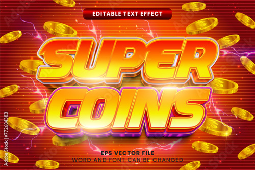Super coins casino games 3d editable vector text effect