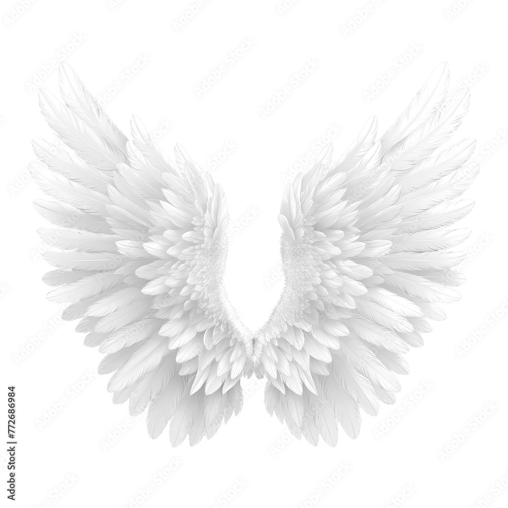 White angel wing isolated on transparent background