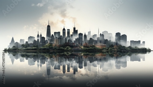 A series of minimalist city skyline silhouettes