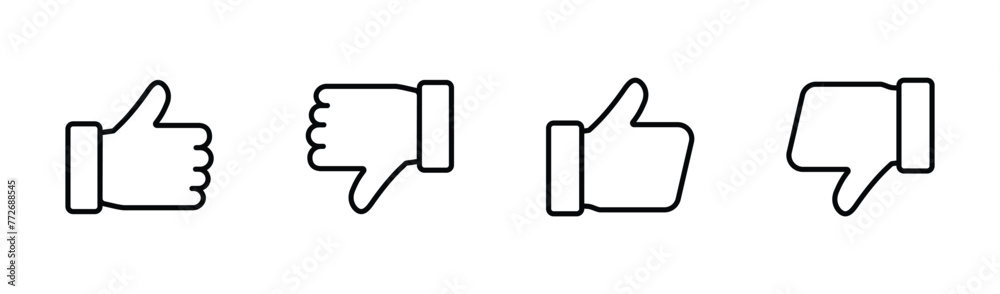 Thumbs up and thumbs down icon Set. Like and dislike icon vector Thumbs up and thumbs down icon Set. Like and dislike icon vector