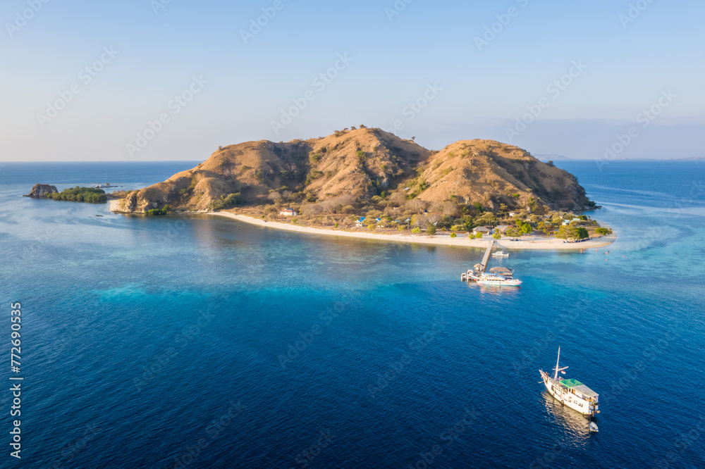 Fototapeta premium Aerial view of Kanawa Island in Komodo islands, Flores, Indonesia.