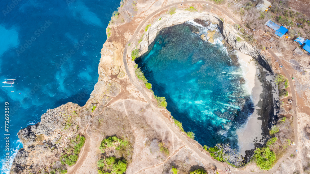 Aerial view at Broken Beach in Nusa Penida, Bali, Indonesia