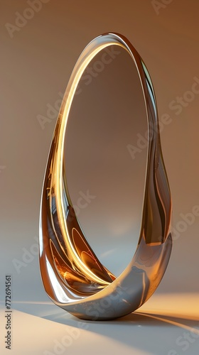 Mesmerizing Metallic Mirror Reflecting the Essence of Unconventional Ingenuity - A Captivating 3D Render with Shimmering Golds,Silvers,and Bronzes photo