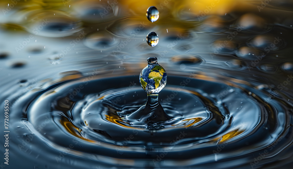 An image of planet earth depicted as a water drop, representing water day and the importance of environmental conservation and sustainability. An image of planet earth depicted as a water drop, representing water day and the importance of environmental conservation and sustainability.