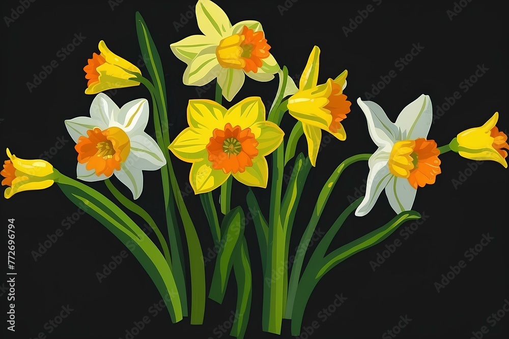 daffodils in black