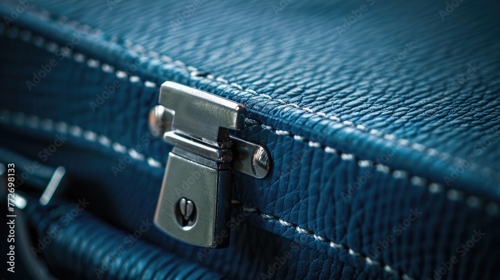 Close-up of a secure lock on a briefcase representing data security and confidentiality in business - obrazy, fototapety, plakaty 