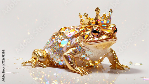 A frog wearing a gold crown and diamond decoration 6