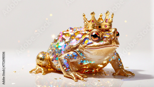 A frog wearing a gold crown and diamond decoration 2