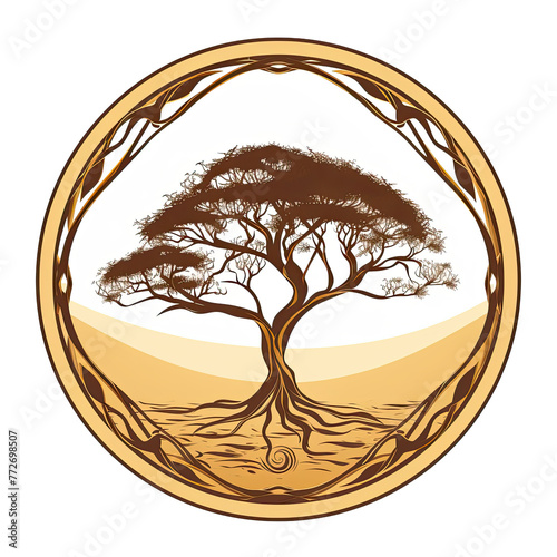 A logo of an argan tree with a beautiful frame