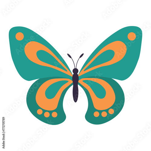 Hand Drawn Adorable Butterfly Illustration. with Simple Pattern. Isolated Vector.