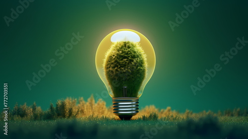 Light bulb showing thought green concept photo
