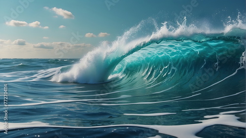 foamy waves rolling up in ocean