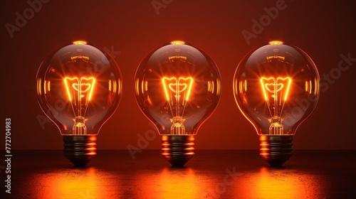 Three glowing light bulbs represent ideas and innovation, with the largest bulb symbolizing leadership and inspiration