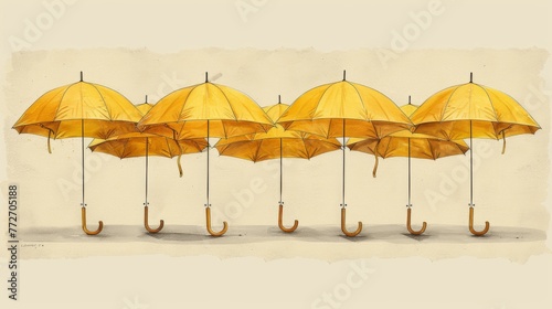 Stand out in a sea of conformity with a bright yellow umbrella that symbolizes your unique leadership and innovative thinking