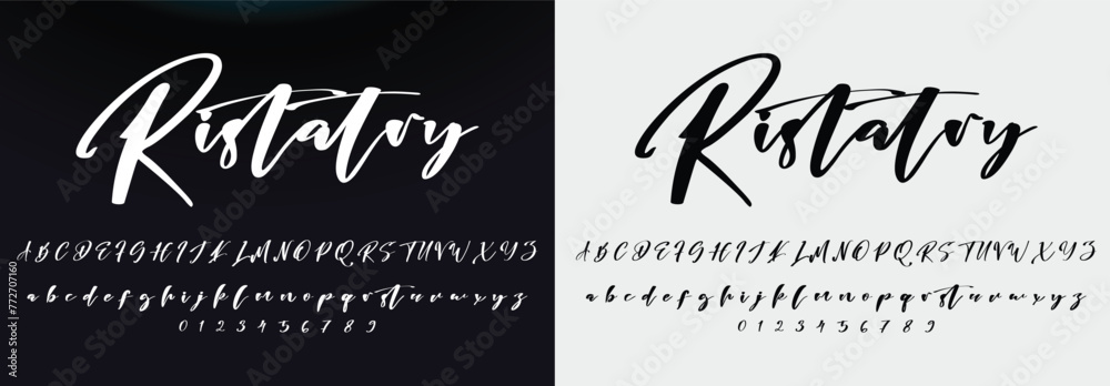 Signature script lettering font - obrazy, fototapety, plakaty 