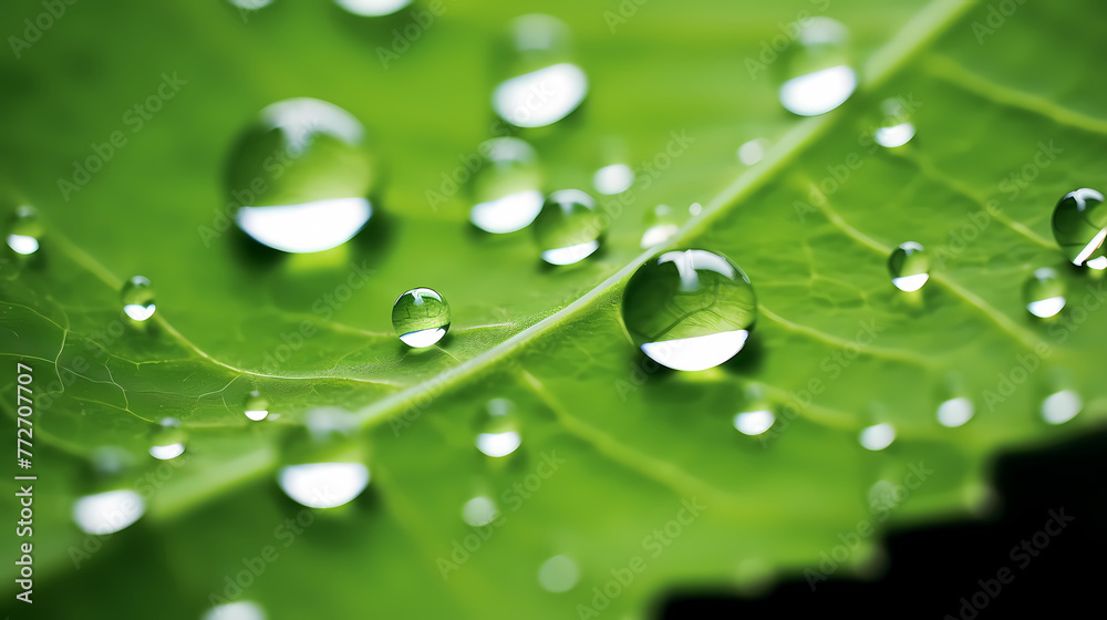 Water drops on green leaf Water drops on green leaf