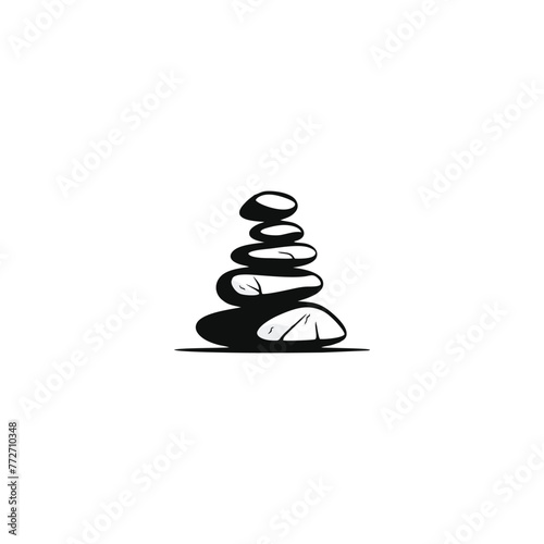 zen stone vector emblem illustration stacked stone balancing logo design