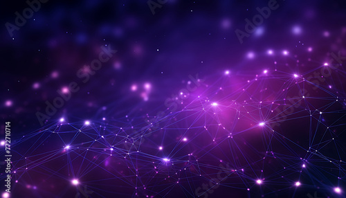 A vibrant digital mesh with nodes and connections in purple hues, evoking a sense of advanced technology and data networks. Generative AI photo