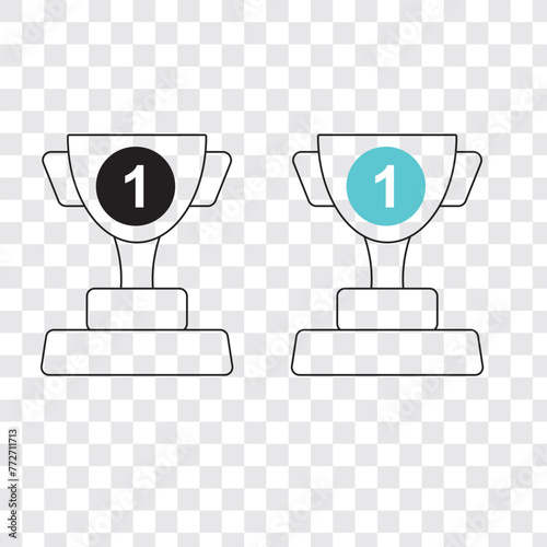 Champions Cup solid black line icon. First place cup badge. Goblet icon. Trendy flat isolated symbol sign for: illustration, outline, logo, mobile, app, emblem, design, web, dev, ui, ux. Vector EPS 1