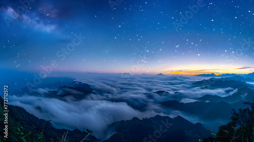 natural scenery with a beautiful night sky