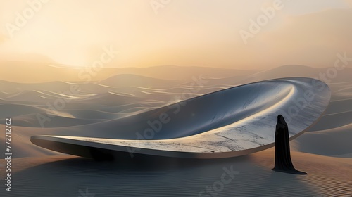 Digital science fiction sand dune water drop scene abstract poster web page PPT background
