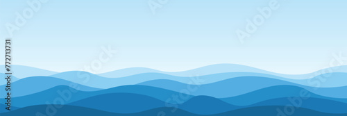 Vector drawing of waves on the sea, seamless border