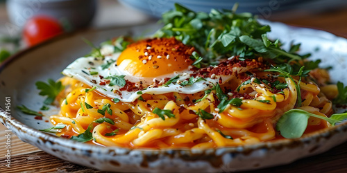 Fried Instant Noodles with Fried Egg