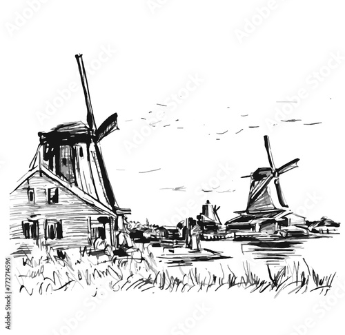 Drawing of Windmill in Holland Michigan