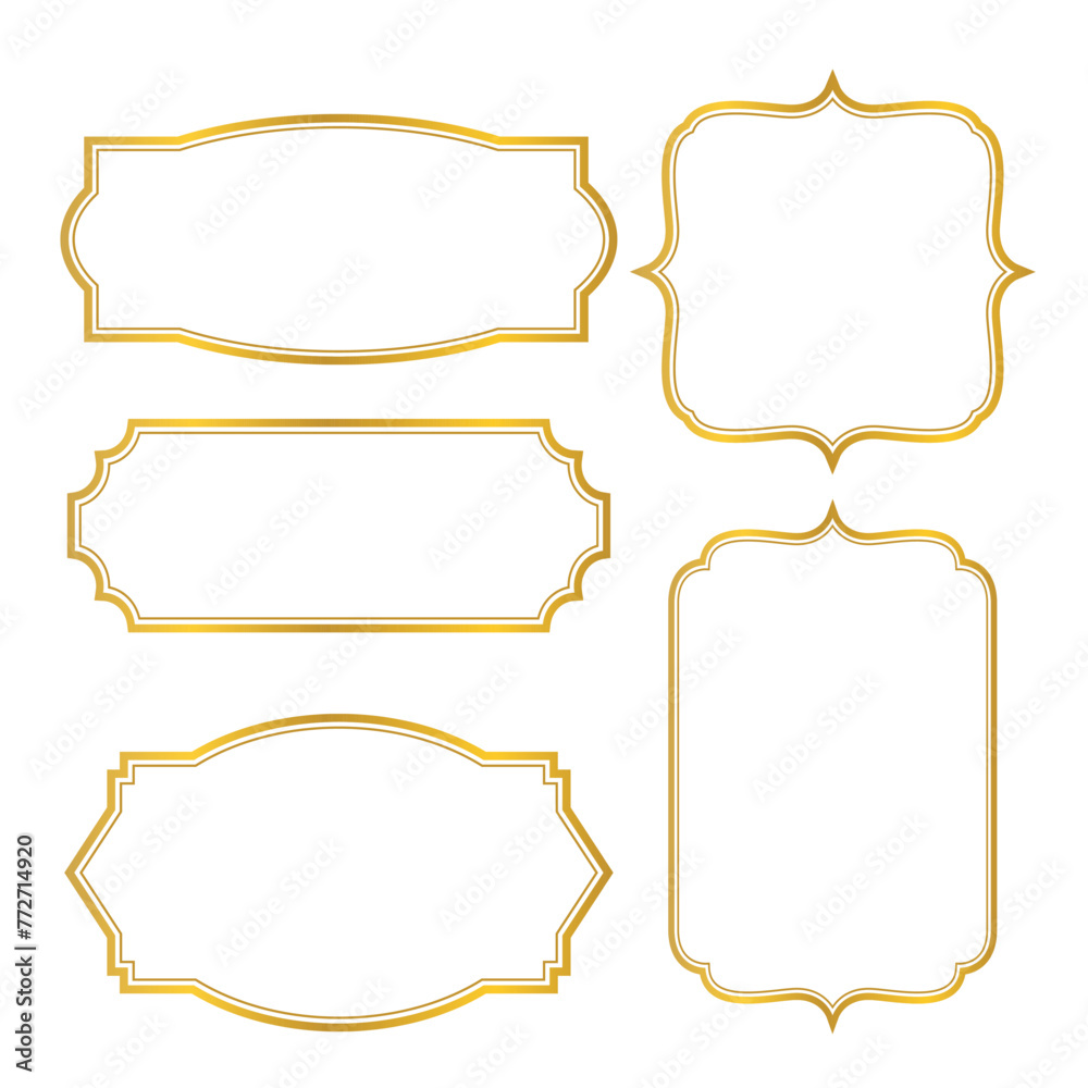 Set of Golden vintage Frames, golden traditional border set, elegant, premium and modern frames Vector