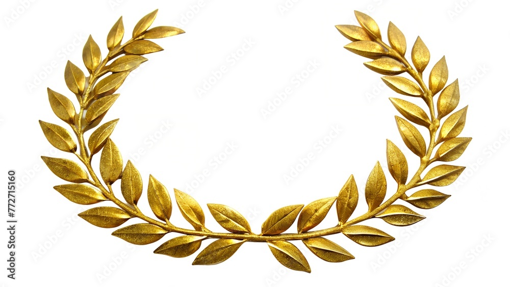 golden leaf laurel wreath isolated on white golden leaf laurel wreath isolated on white