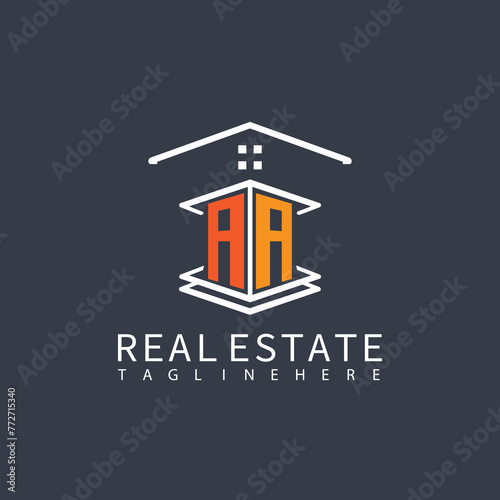 AA Real Estate Letter Monogram Vector Logo. Home Or Building Shape All Logo.