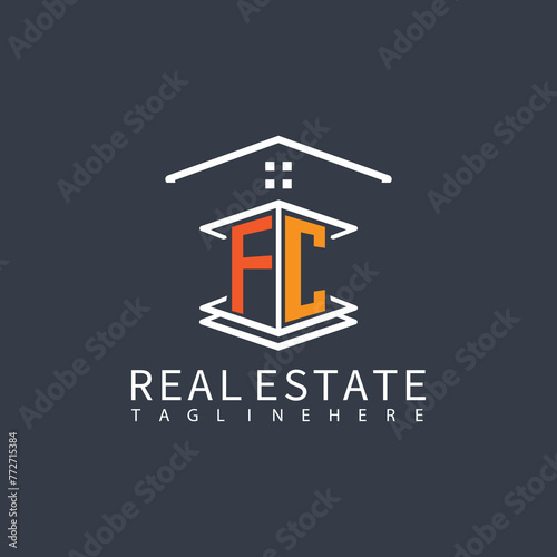 FC Real Estate Letter Monogram Vector Logo. Home Or Building Shape All Logo.