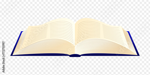 Vector illustration of open book on transparent background