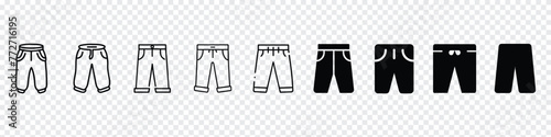 pant icons set, pant icon, Joggers, trousers, Denim or pants vector, Pant icon vector isolated on white background