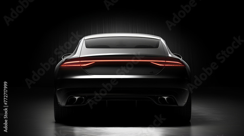 black car with a red light on the back luxurious modern urban taillights on a black background © Abdullah