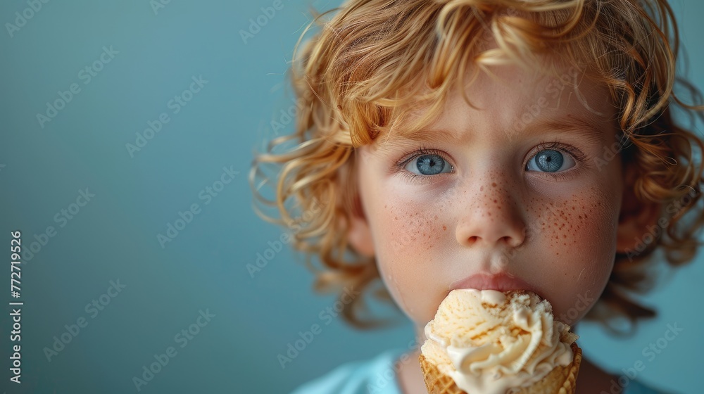Naklejka premium A child's disappointment over a melted ice cream cone