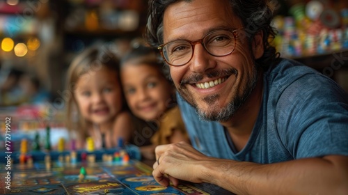 A family's excitement during a board game night