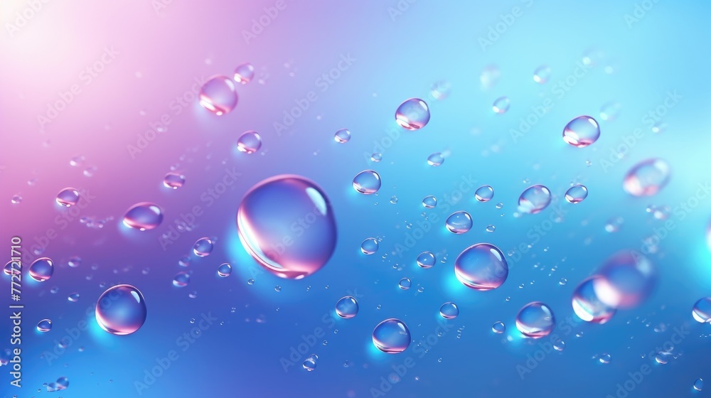 Water Drops: A Symphony of Pink and Blue Water Drops: A Symphony of Pink and Blue