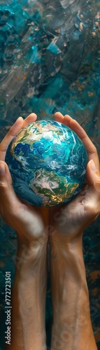 the hand cradled the fragile globe, a reminder of our interconnectedness with the blue planet and the wonders of nature.