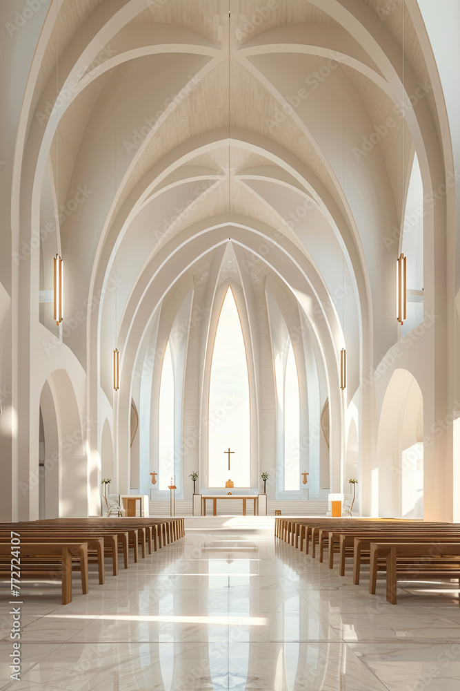 Interior of a white color modern design church